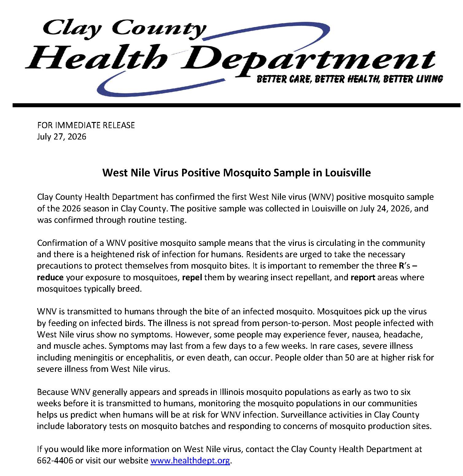 Positive West Nile Virus Mosquitos